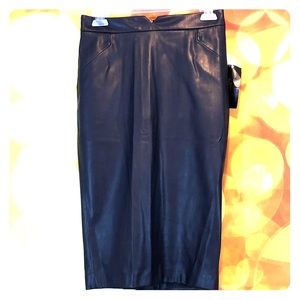 NWT Zara Navy Faux Leather Pencil Skirt
